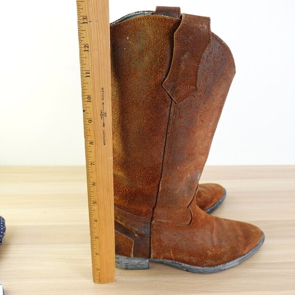 Vintage‎ Western Boots Leather 7.5 DEXTER Brown Cowboy Tall Mid Calf Rodeo USA - Picture 8 of 16